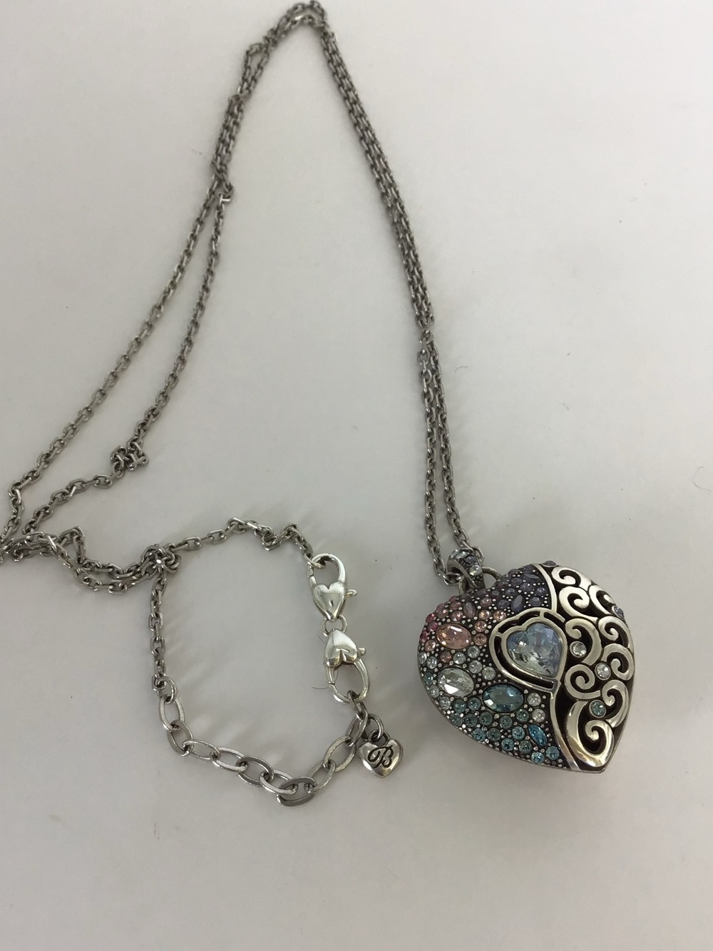 Brighton Heart Necklace Crystal Encrusted Multi-Color Rhinestone Pendant - Picture 2 of 9
